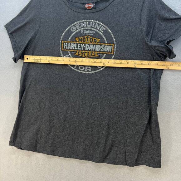 Harley Davidson Women's T Shirt Size 2XL Genuine Motor Oil Logo Studded - Picture 7 of 11